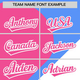 Custom Powder Blue Pink-White Color Block Personalized Half Heart Pattern Authentic Baseball Jersey