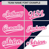 Custom Navy Pink-White Color Block Personalized Half Heart Pattern Authentic Baseball Jersey
