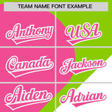 Custom Neon Green Pink-White Color Block Personalized Half Heart Pattern Authentic Baseball Jersey