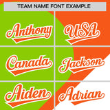 Custom Orange Neon Green-White Color Block Personalized Half Heart Pattern Authentic Baseball Jersey