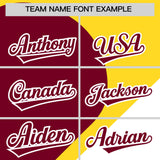 Custom Gold Crimson-White Color Block Personalized Half Heart Pattern Authentic Baseball Jersey