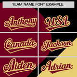 Custom Black Crimson-Khaki Color Block Personalized Half Heart Pattern Authentic Baseball Jersey