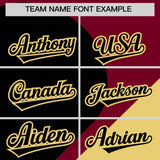 Custom Crimson Black-Khaki Color Block Personalized Half Heart Pattern Authentic Baseball Jersey
