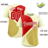 Custom Cream Red-Old Gold Color Block Personalized Half Heart Pattern Authentic Baseball Jersey