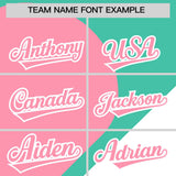 Custom Bright Green Light Pink-White Color Block Personalized Half Heart Pattern Authentic Baseball Jersey