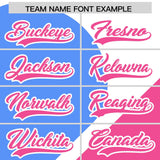 Custom White Powder Blue-Pink Color Block Personalized Half Heart Pattern Authentic Baseball Jersey