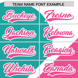 Custom White Aqua-Pink Color Block Personalized Half Heart Pattern Authentic Baseball Jersey
