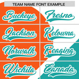 Custom White Orange-Aqua Color Block Personalized Half Heart Pattern Authentic Baseball Jersey