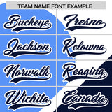 Custom White Powder Blue-Navy Color Block Personalized Half Heart Pattern Authentic Baseball Jersey