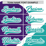 Custom White Purple-Aqua Color Block Personalized Half Heart Pattern Authentic Baseball Jersey