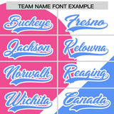 Custom White Pink-Powder Blue Color Block Personalized Half Heart Pattern Authentic Baseball Jersey