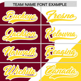 Custom White Crimson-Gold Color Block Personalized Half Heart Pattern Authentic Baseball Jersey