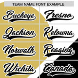 Custom White Old Gold-Black Color Block Personalized Half Heart Pattern Authentic Baseball Jersey