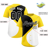Custom Gold Black-White Color Block Personalized Half Heart Pattern Authentic Baseball Jersey