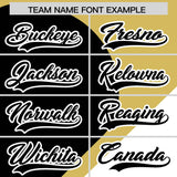 Custom Old Gold Black-White Color Block Personalized Half Heart Pattern Authentic Baseball Jersey