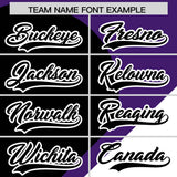 Custom Purple Black-White Color Block Personalized Half Heart Pattern Authentic Baseball Jersey