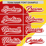 Custom Gold Red-White Color Block Personalized Half Heart Pattern Authentic Baseball Jersey