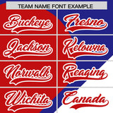 Custom Royal Red-White Color Block Personalized Half Heart Pattern Authentic Baseball Jersey