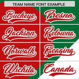 Custom Kelly Green Red-White Color Block Personalized Half Heart Pattern Authentic Baseball Jersey