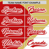 Custom Old Gold Red-White Color Block Personalized Half Heart Pattern Authentic Baseball Jersey