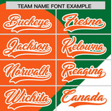 Custom Kelly Green Orange-White Color Block Personalized Half Heart Pattern Authentic Baseball Jersey