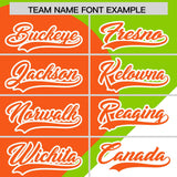 Custom Neon Green Orange-White Color Block Personalized Half Heart Pattern Authentic Baseball Jersey