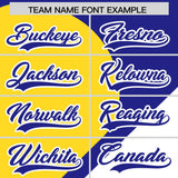 Custom Royal Gold-White Color Block Personalized Half Heart Pattern Authentic Baseball Jersey