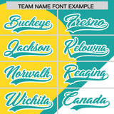 Custom Aqua Gold-White Color Block Personalized Half Heart Pattern Authentic Baseball Jersey