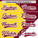 Custom Crimson Gold-White Color Block Personalized Half Heart Pattern Authentic Baseball Jersey