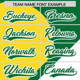 Custom Kelly Green Gold-White Color Block Personalized Half Heart Pattern Authentic Baseball Jersey