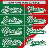 Custom Red Kelly Green-White Color Block Personalized Half Heart Pattern Authentic Baseball Jersey