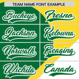 Custom Gold Kelly Green-White Color Block Personalized Half Heart Pattern Authentic Baseball Jersey