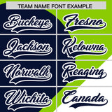 Custom Neon Green Navy-White Color Block Personalized Half Heart Pattern Authentic Baseball Jersey