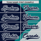 Custom Aqua Navy-Silver Color Block Personalized Half Heart Pattern Authentic Baseball Jersey