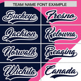 Custom Pink Navy-White Color Block Personalized Half Heart Pattern Authentic Baseball Jersey