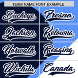 Custom Powder Blue Navy-White Color Block Personalized Half Heart Pattern Authentic Baseball Jersey