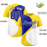 Custom Gold Royal-White Color Block Personalized Half Heart Pattern Authentic Baseball Jersey
