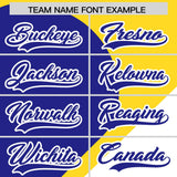 Custom Gold Royal-White Color Block Personalized Half Heart Pattern Authentic Baseball Jersey