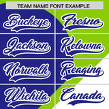 Custom Neon Green Royal-White Color Block Personalized Half Heart Pattern Authentic Baseball Jersey