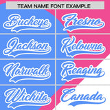 Custom Pink Powder Blue-White Color Block Personalized Half Heart Pattern Authentic Baseball Jersey