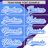 Custom Purple Powder Blue-White Color Block Personalized Half Heart Pattern Authentic Baseball Jersey
