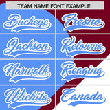Custom Crimson Powder Blue-White Color Block Personalized Half Heart Pattern Authentic Baseball Jersey