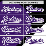 Custom Black Purple-White Color Block Personalized Half Heart Pattern Authentic Baseball Jersey