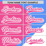 Custom Powder Blue Pink-White Color Block Personalized Half Heart Pattern Authentic Baseball Jersey