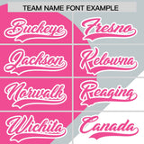 Custom Silver Pink-White Color Block Personalized Half Heart Pattern Authentic Baseball Jersey