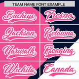 Custom Navy Pink-White Color Block Personalized Half Heart Pattern Authentic Baseball Jersey