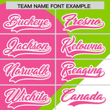 Custom Neon Green Pink-White Color Block Personalized Half Heart Pattern Authentic Baseball Jersey