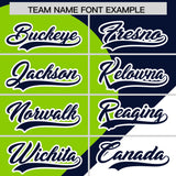 Custom Navy Neon Green-White Color Block Personalized Half Heart Pattern Authentic Baseball Jersey