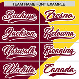 Custom Gold Crimson-White Color Block Personalized Half Heart Pattern Authentic Baseball Jersey