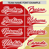 Custom Cream Red-Old Gold Color Block Personalized Half Heart Pattern Authentic Baseball Jersey